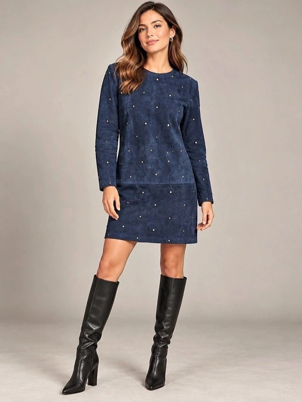 DANIER Suede Mini Dress Blue Size Large